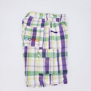 Coogi casual multicolor green purple white plaid little boys 3T summer shorts